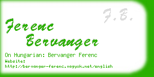 ferenc bervanger business card